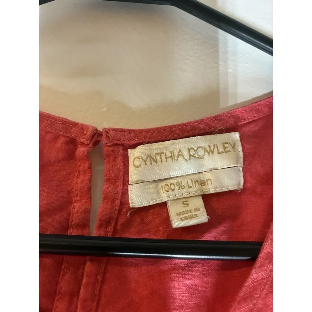 Cynthia Rowley ruffled linen blouse in a coral pink Boxy Crop Top Small